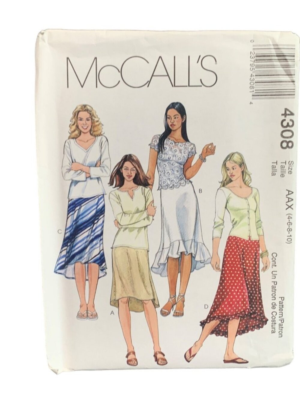 McCalls 4308 Skirt Womens Sewing Pattern Size 4-6-8-10 Uncut